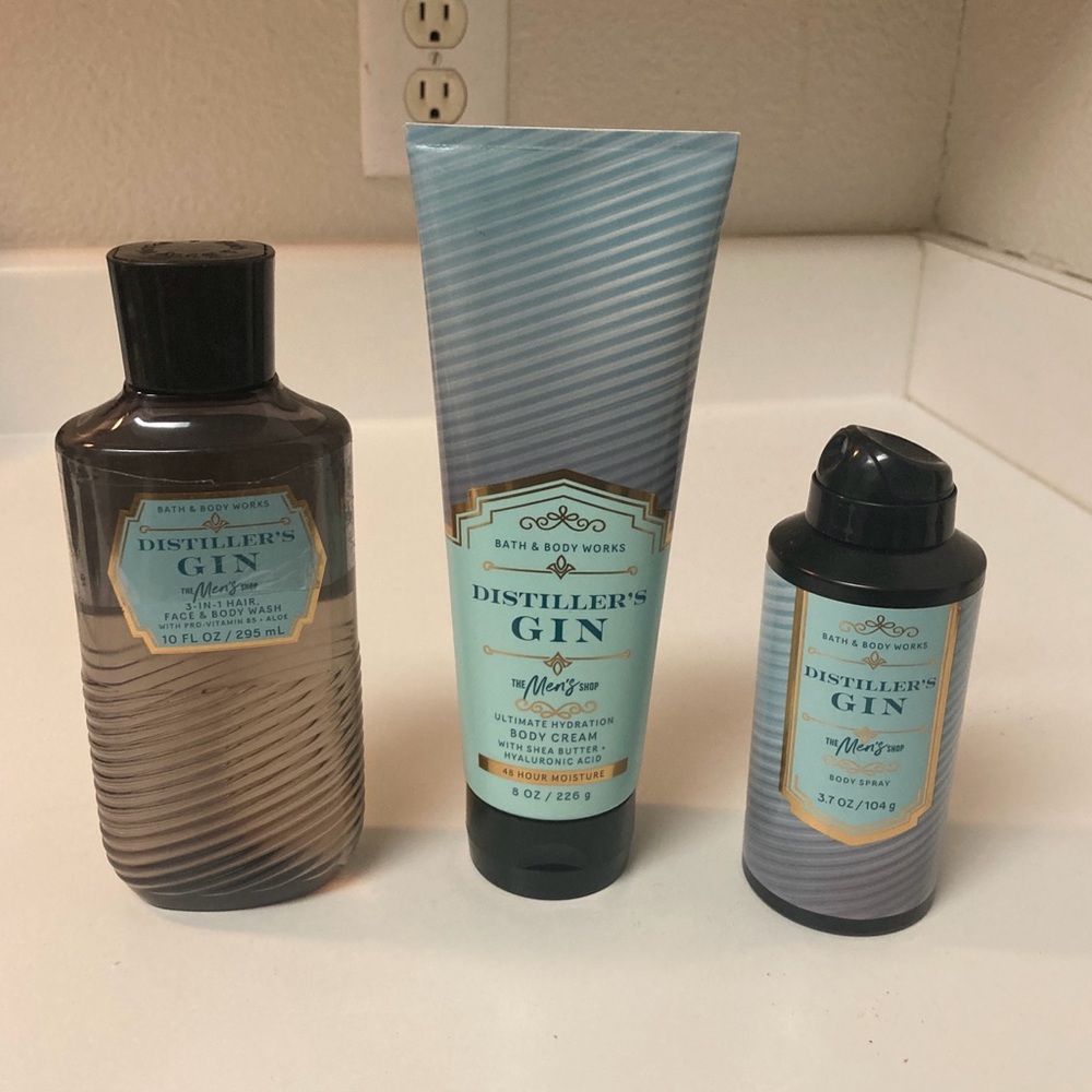 New Bath & Body Works The Mens Shop Swt of 3 Distillers Gin Cream Wash Mist